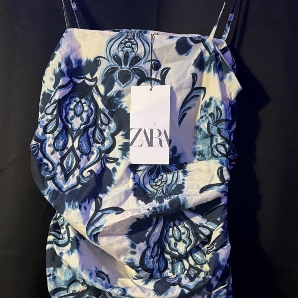 Zara Navy and White Floral shirt